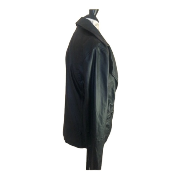 Women’s Black Motorcycle Jacket Size M Faux Leather - Picture 4 of 8